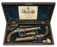 Fine and Interesting Cased Pair of Flintlock Dual-Ignition Pistols by Delincee of Amsterdam