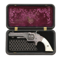 Attractive Nimschke Engraved Smith & Wesson No. 1 Second Issue Revolver with Stands of Flags Gutta Percha Case