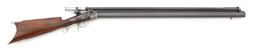 Lovely Unmarked American Heavy Percussion Target Rifle with Full-Length Telescopic Sight