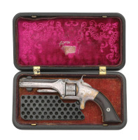 Smith & Wesson No. 1 First Issue Revolver with Unmarked Barrel and Gutta Percha Case