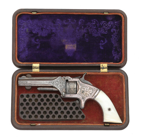 Fine Engraved Smith & Wesson No. 1 Second Issue Revolver with Gutta Percha Case