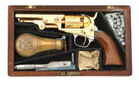 Interesting Gold & Silver-Plated Colt Model 1849 Pocket Percussion Revolver with Case Inscribed to New Jersey Politician Marcus L. Ward