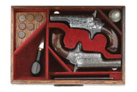 Spectacular Cased Pair of Engraved Colt Third Model Thuer Deringers Retailed by Boss & Co Formerly of the Norm Flayderman Collection