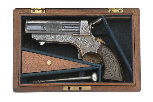 Fine Cased & Engraved Tipping & Lawden Sharps Pepperbox