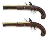 Pair of British Brass-Barreled Flintlock Coat Pistols by Nock - 4