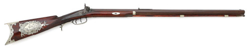 Blunt & Syms Percussion Halfstock Sporting Rifle with Extensively Engraved German Silver Mountings