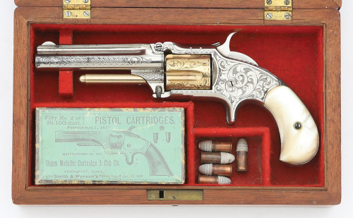 Fine Cased, Engraved & Gold-Washed Smith & Wesson No. 1 1/2 Second ...