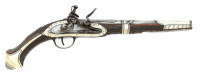 Mediterranean German Silver-Mounted Flintlock Holster Pistol