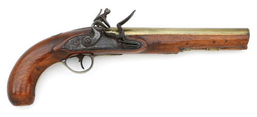 British Flintlock Brass-Barreled Pistol by Phillips