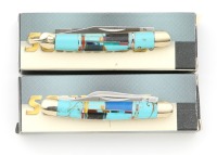 Pair of Schrade Turquoise Pocket Knives