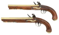 Pair of British Brass-Barreled Flintlock Holster Pistols by Ketland & Adams - 2