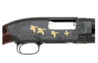 Custom Engraved and Gold Inlaid Winchester Model 12 Pigeon Grade Shotgun - 3