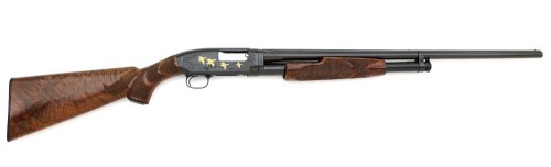 Custom Engraved and Gold Inlaid Winchester Model 12 Pigeon Grade Shotgun