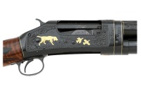 Custom Engraved and Gold Inlaid Winchester Model 1897 Black Diamond Trap Shotgun - 3