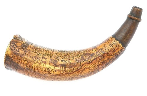 Lovely Seven Years’ War Havana Map Powder Horn