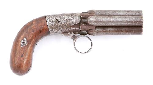 Belgian Mariette Patent Percussion Pepperbox Pistol