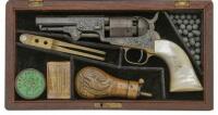 Rare Cased & Engraved Colt Model 1849 Pocket Percussion Revolver with Mother-of-Pearl Grips