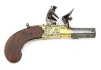 British Screw Barrel Flintlock Muff Pistol by J. Oldbury