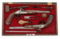 Cased Pair of Italian Contemporary Percussion Target Pistols