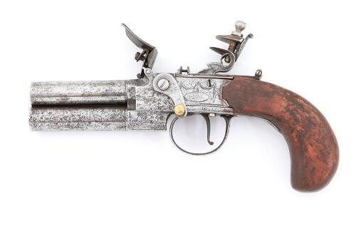 Unmarked European Over Under Flintlock Pistol