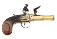 Unmarked European Brass-Barrel Flintlock Muff Pistol