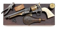 Exceptional Cased, Engraved and Gold & Silver-Plated Colt Model 1860 Army Shooting Prize Revolver Awarded to California Guardsman William John Sturke - 5