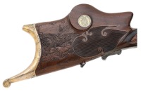 Exceptional & Ornate Engraved, Gold-Washed & Inlaid Buchel Original Meister Schuetzen Rifle - 4