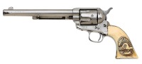 Interesting Colt Frontier Six Shooter Etched Panel Revolver with Carved Ivory Grip & 1860 Backstrap - 2