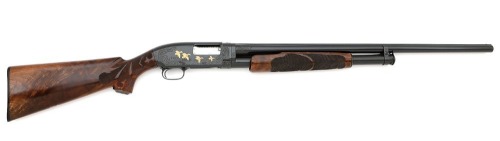 Custom Engraved and Gold Inlaid Winchester Model 12 Pigeon Grade Shotgun