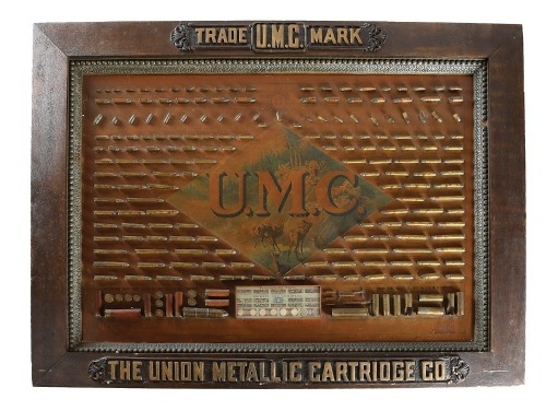 Fine and Very Desirable U.M.C. Framed Cartridge Display Board From The “Shiff The Gunman” Collection