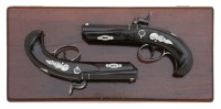 Very Rare Cased Pair of J. E. Merriman & Co. Memphis Percussion Deringer Pistols - 2