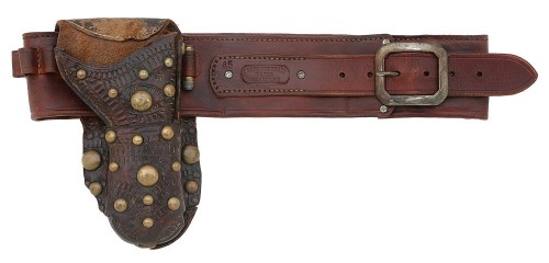 Nice Tooled Leather Holster and Money Belt Rig by Henry Nordhaus Of Deming, New Mexico