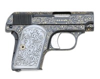 Very Fine Engraved, Gold & Silver-Inlaid Colt Model 1908 Vest Pocket Semi-Auto Pistol