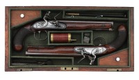 Attractive Cased Pair Of British Flintlock Officers Pistols by Gatehouse