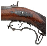 New Orleans Fullstock Percussion Schuetzen Rifle by Louis Gerteis with Attractive Dolphin Motifs - 2