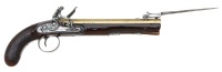 British Brass-Barreled Snap Bayonet Flintlock Pistol by Richards