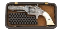 Engraved & Silver-Plated Smith & Wesson No. 1 Second Issue Revolver with Gutta-Percha Case