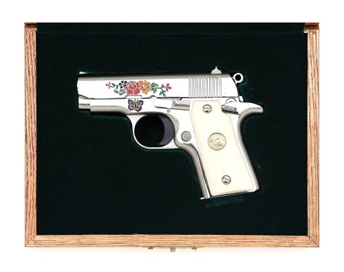 Engraved and Inlaid Colt Custom Shop Mustang Semi-Auto Pistol by Dennis Kies