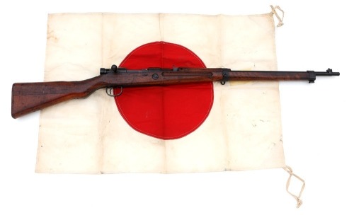 Japanese Type 99 Bolt Action Rifle by Toyo Kogyo with Japanese Flag