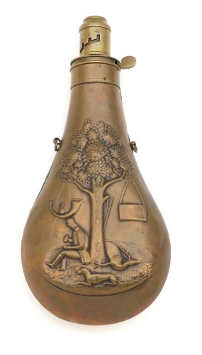 Dog and Hunter Powder Flask