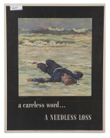 1943 WWII American Careless Word, A Needless Loss Poster