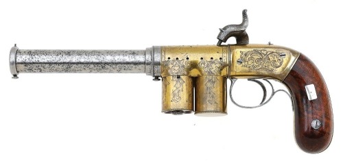 Important, Very Rare & Extremely Fine Percival & Smith Repeating Magazine Pistol From the William Locke Collection