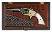 Exceptional Gustave Young Engraved Deluxe Gold Gilt & Cased Smith & Wesson No. 1 Second Issue Revolver