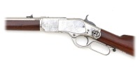 Rare Winchester Model 1873 First Model Saddle Ring Carbine in Full Original Nickel Finish - 4
