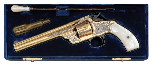 Exceptional Cased & Gustave Young Columbian Exhibition Engraved Smith & Wesson New Model No. 3 Target Revolver Shipped to Renowned Marksman & Olympian Walter Winans