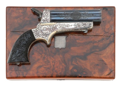 Attractive Cased & Engraved Tipping & Lawden Model 2B Pepperbox