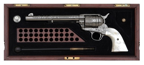 Extremely Handsome Custom Engraved Colt Single Action Army by Barry Lee Hands