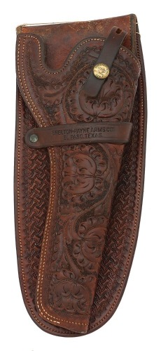 Fine Tooled 19th Century Leather Mexican Loop Pattern Holster by Shelton-Payne Arms Co, El Paso Texas