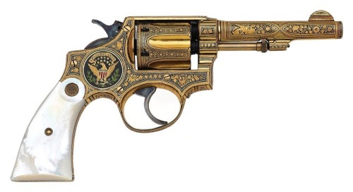 Exceptional Spanish Gold Damascened 38 Hand Ejector Revolver by Beistegui Hermanos