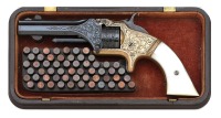 Very Fine Engraved Smith & Wesson No. 1 Second Issue Revolver Attributed to F.W. Martin with Stand of Flags Gutta Percha Case